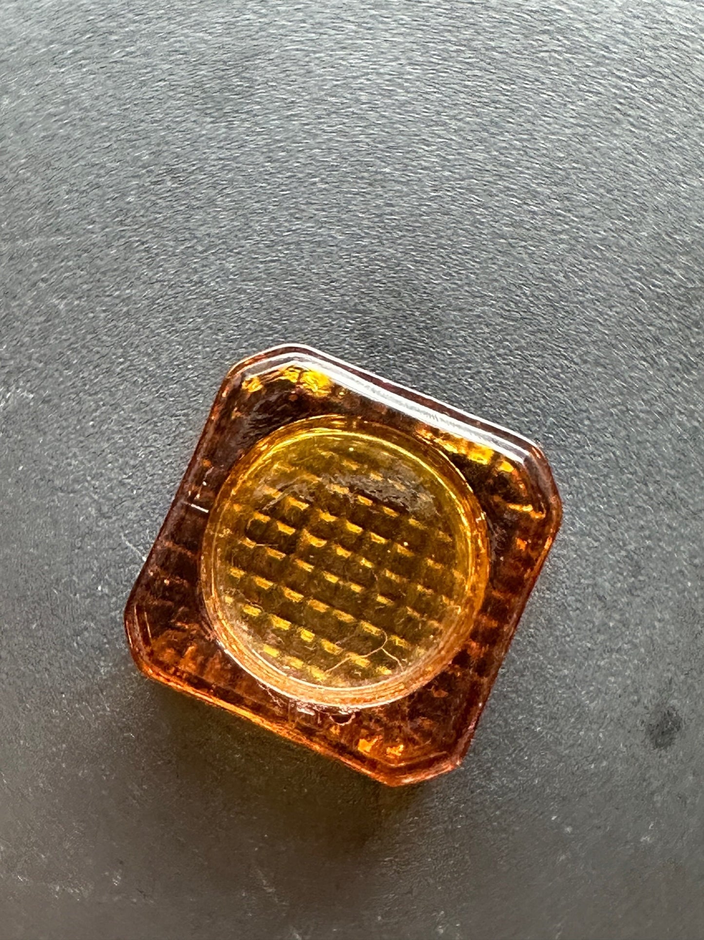 Vintage Amber Cut Glass Square Dish: Toothpick Holder, Sugar Dish