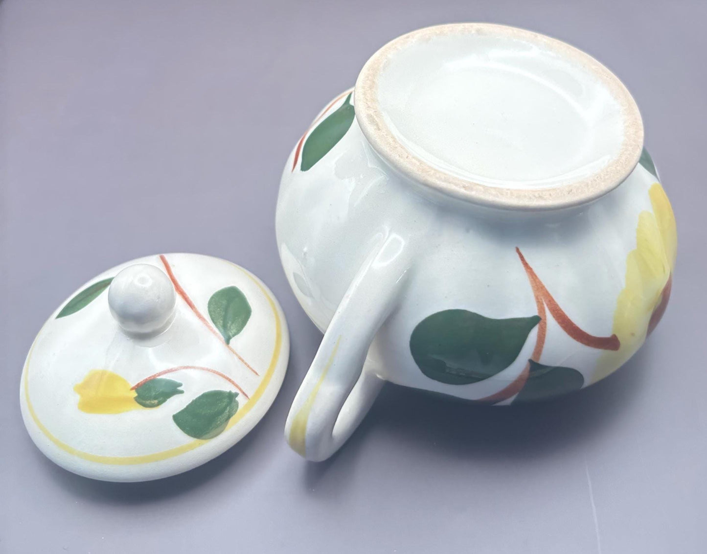 Blue Ridge Pottery Sugar Bowl with Lid, Yellow Nocturne Ridge Daisy Floral, Southern Potteries, Lover Antiques and Vintage