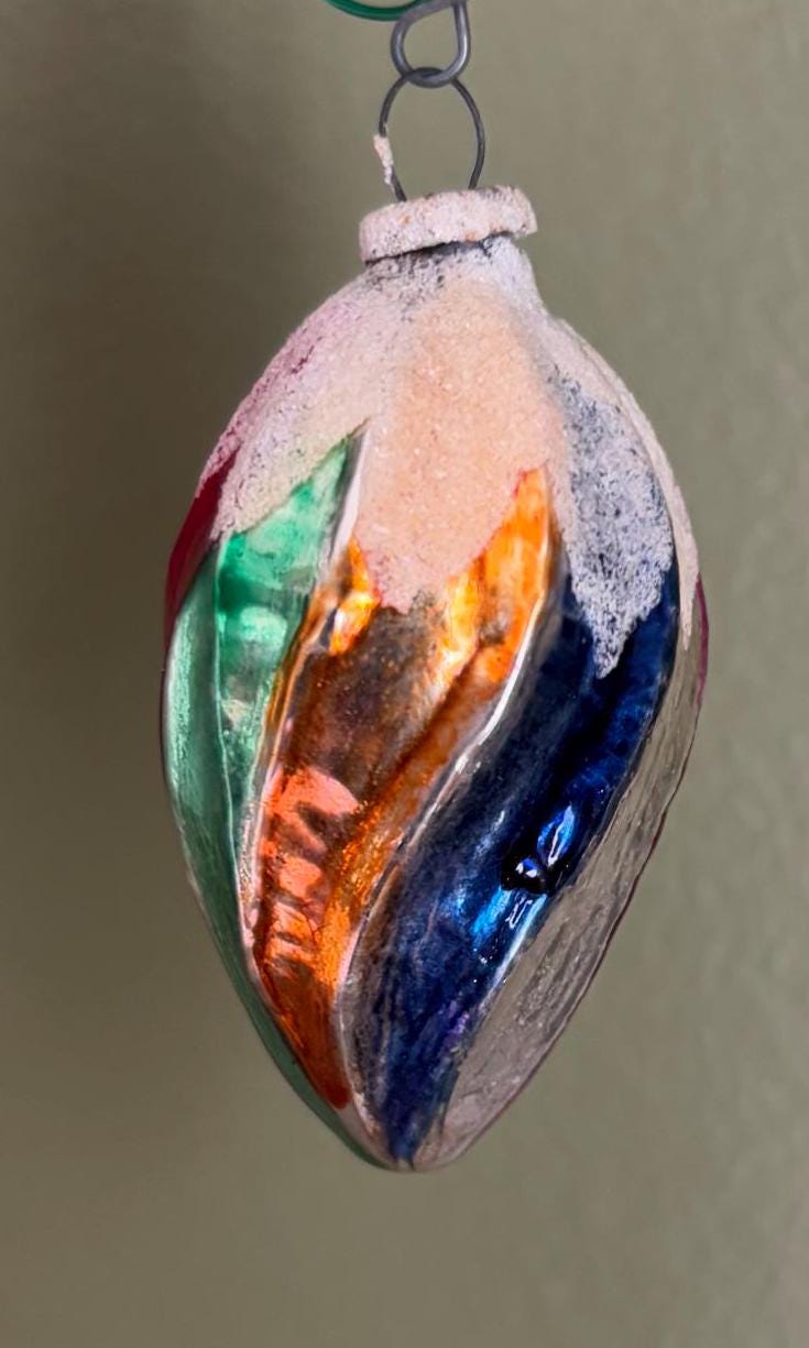 Vintage Tear Drop Germany Hand Blown Ornament Circle Circa 1940’s Lover Antiques and Vintage