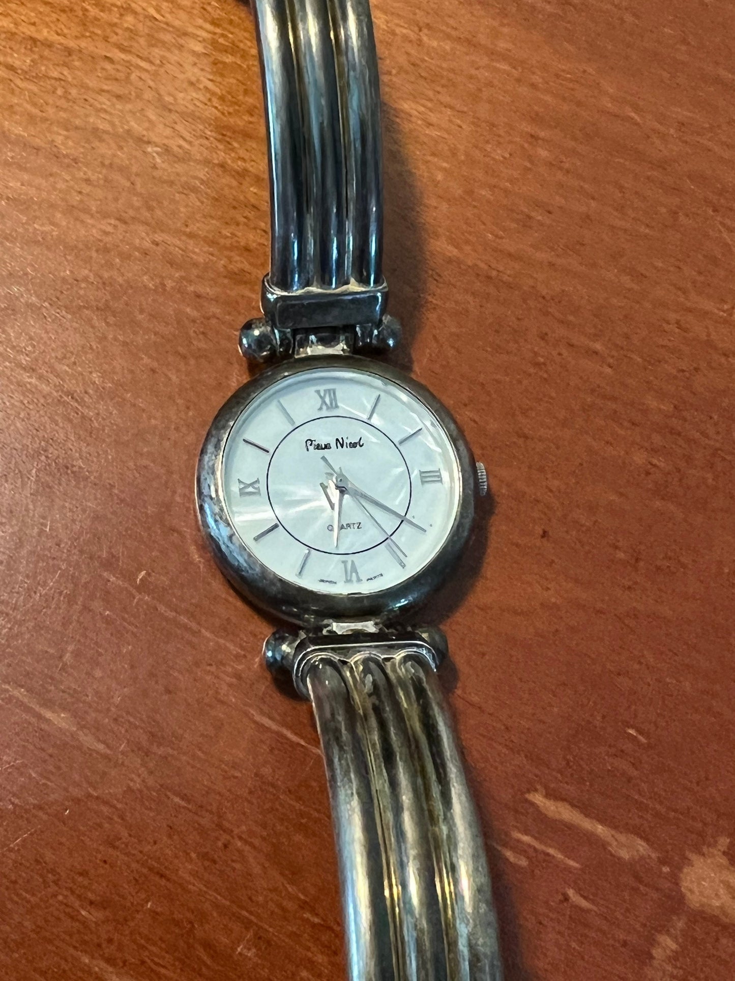 Vintage Pieva Nicol Quartz Watch: Stainless Steel Bangle Bracelet
