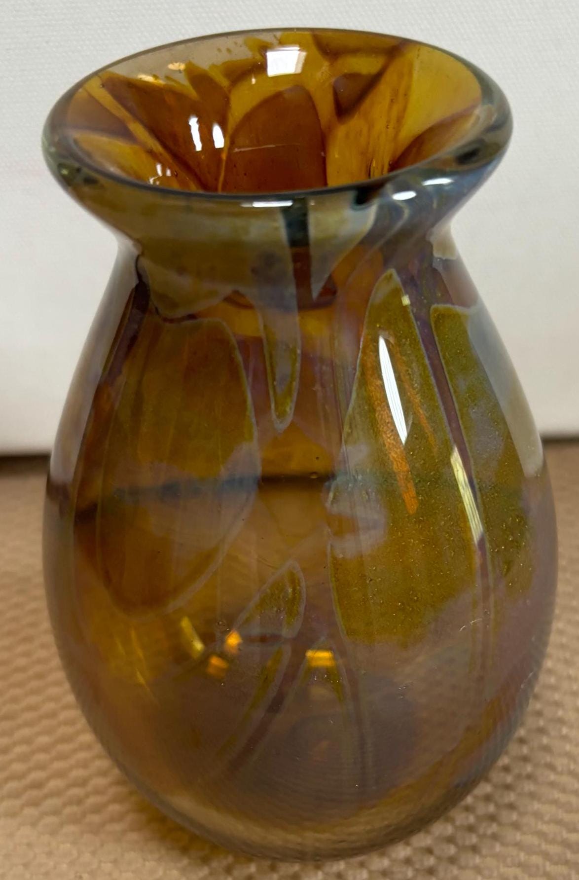 Vintage Hand Blown Vase: Signed D'Donnoa '76, Mountain Visions
