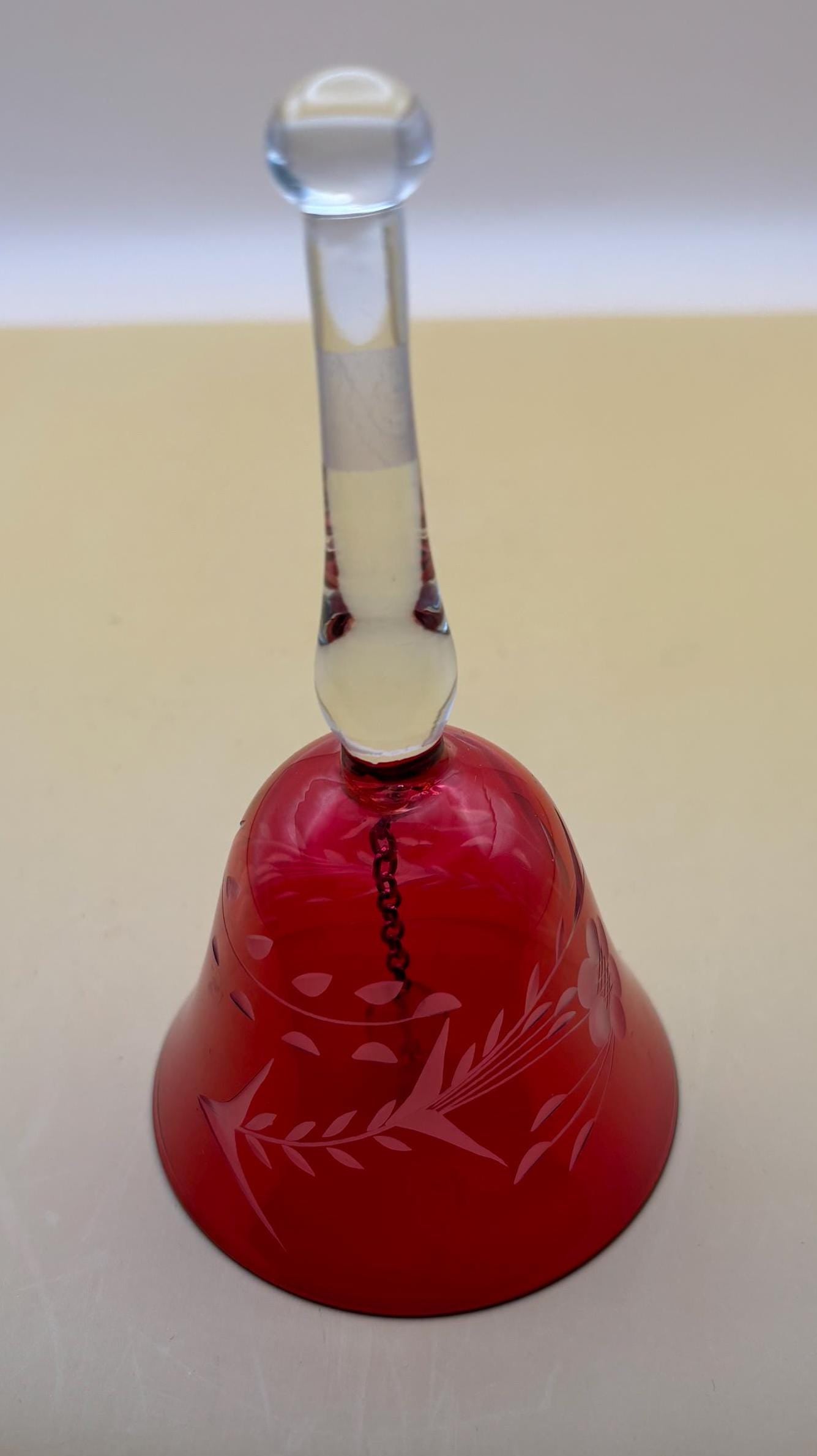 Vintage Cranberry Crystal Glass Bell Pink Glass Art Lover Antiques and Vintage