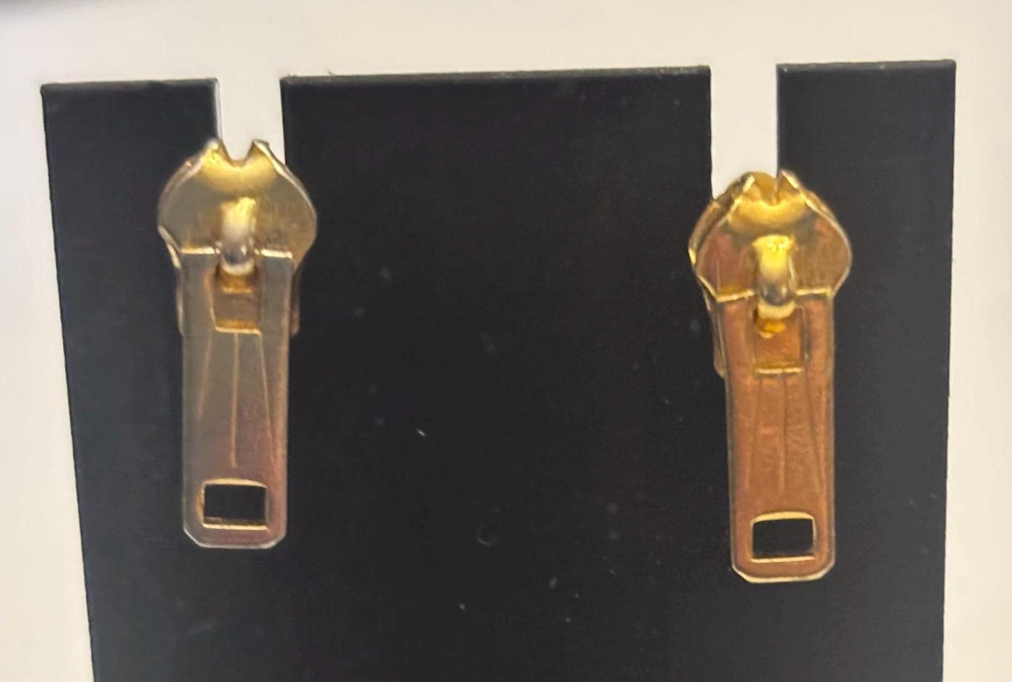 Gold Zipper Earrings, Lover Antiques and Vintage
