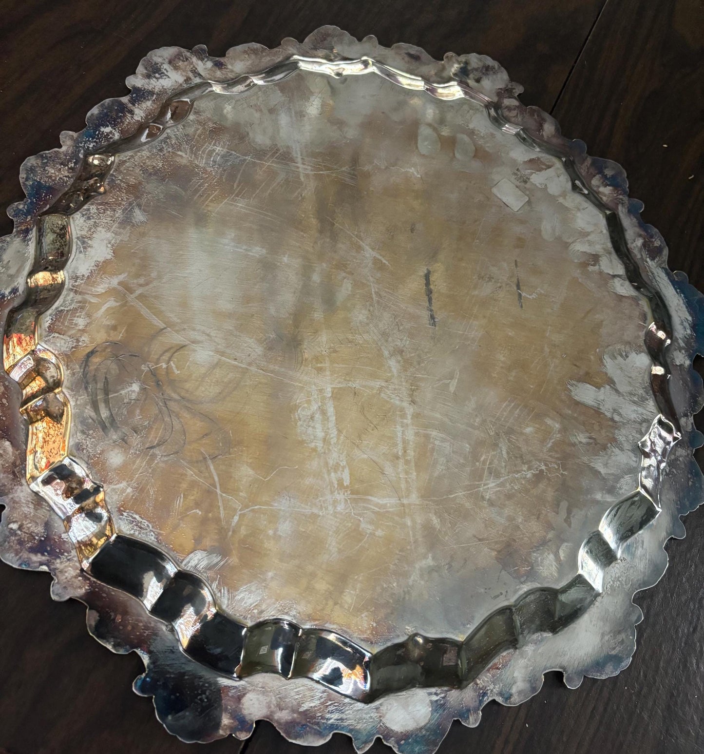 Antique Sheridan Silver Plate on Copper Large Platter Numbered 3 Lover Antiques and Vintage