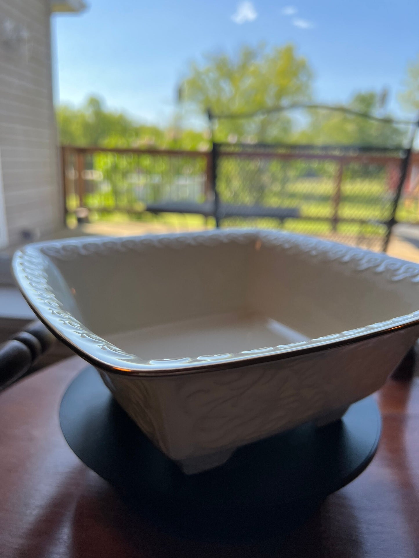 Vintage Lenox Persian Collection Centerpiece Bowl: Cream Porcelain, Gold Lining