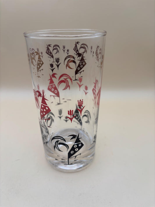 Vintage Libbey Glass Sociables Cooler Glass Red Rooster Black Rooster Glass Lover Antiques and Vintage