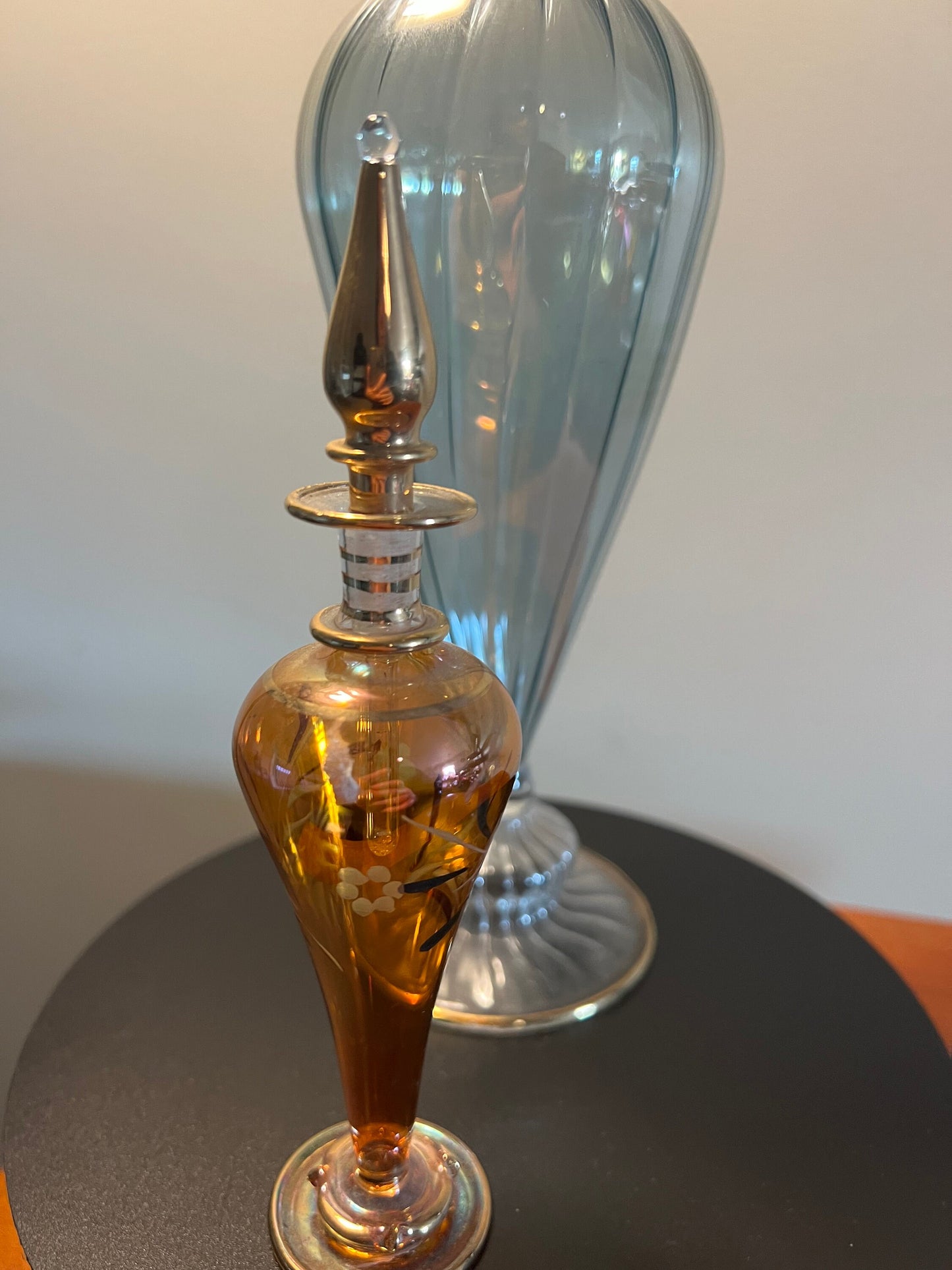Vintage Perfume Bottle Collection of 2 Decanters Gold Lined, Glass Art, Pretty Bottles,  Artsy, Lover Antiques and Vintage