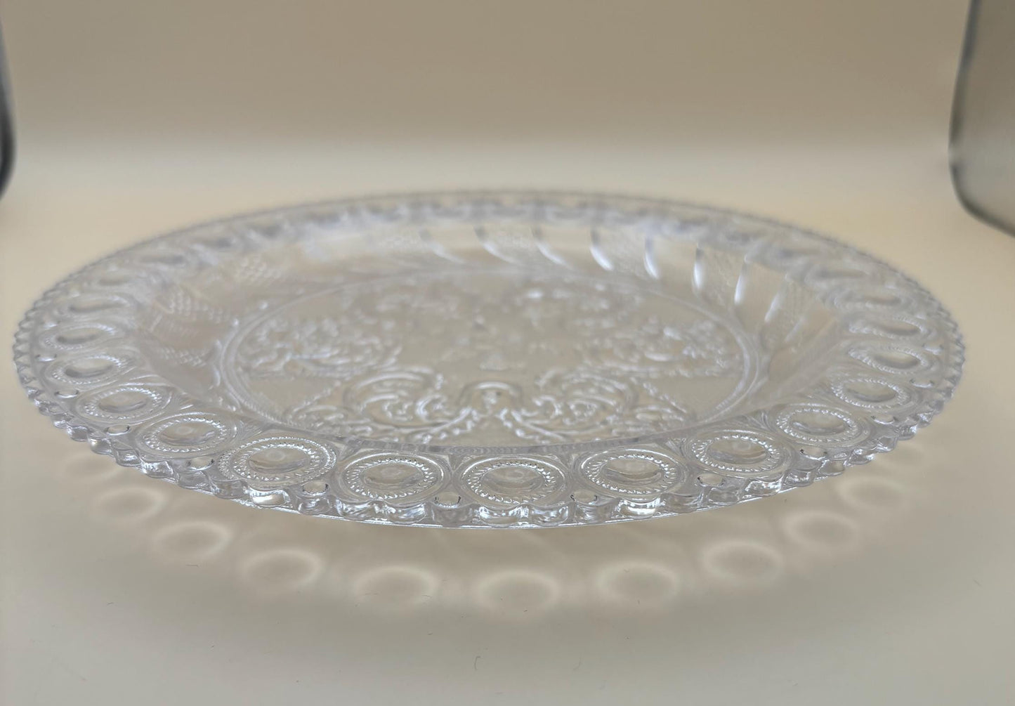 Vintage Crystal Glass Serving Platter Glass Serving Tray Scrolled Glass Lover Antiques and Vintage