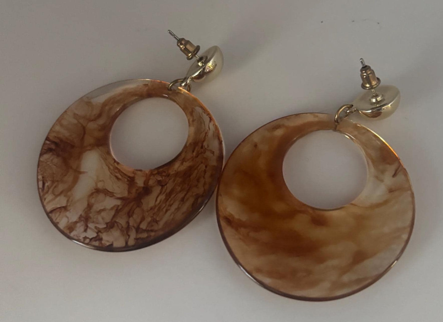 Brown Swirl Lucite Drop Earrings, Tortoiseshell Jewelry Gift, Lover Antiques and Vintage