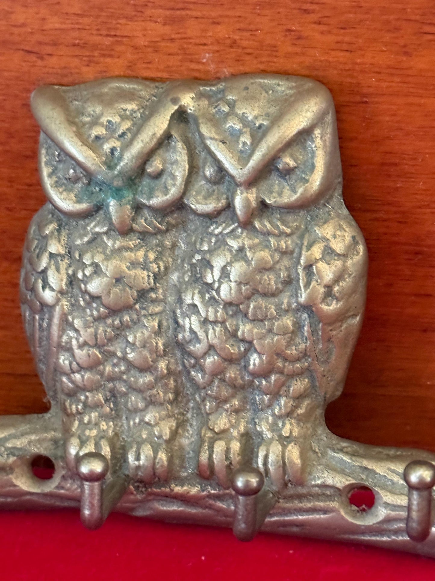 Vintage Brass Owl Key Holder 2 Owls Perched on a Branch Heavy Brass Owl Statue Lover Antiques and Vintage