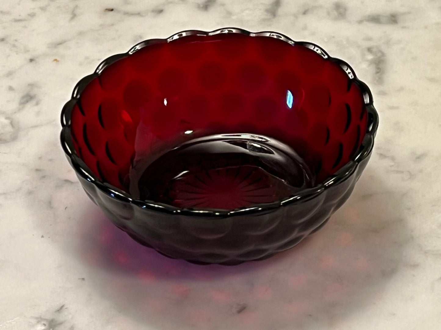 Ruby Red dessert cups set of 6 4.5” wide x 2” tall glass art artwork