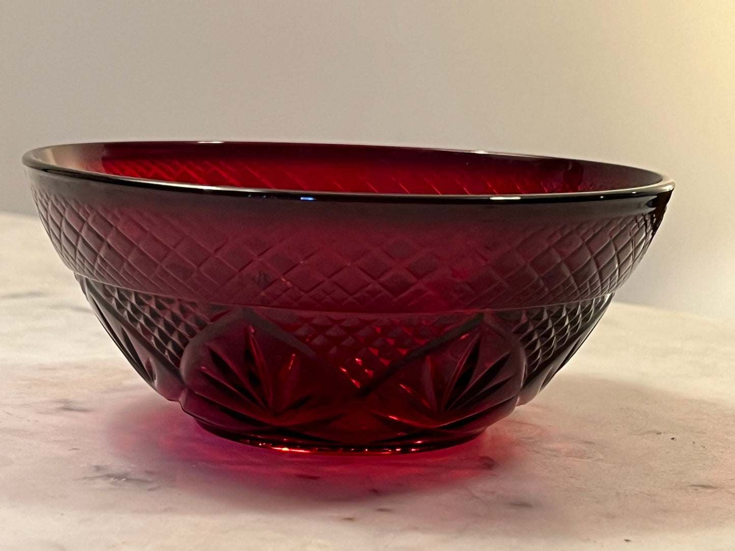 Vintage Ruby Red Small bowl 5 3/4” x 2.5” tall glass art Amberina Etched Glass Lover Antiques and Vintage