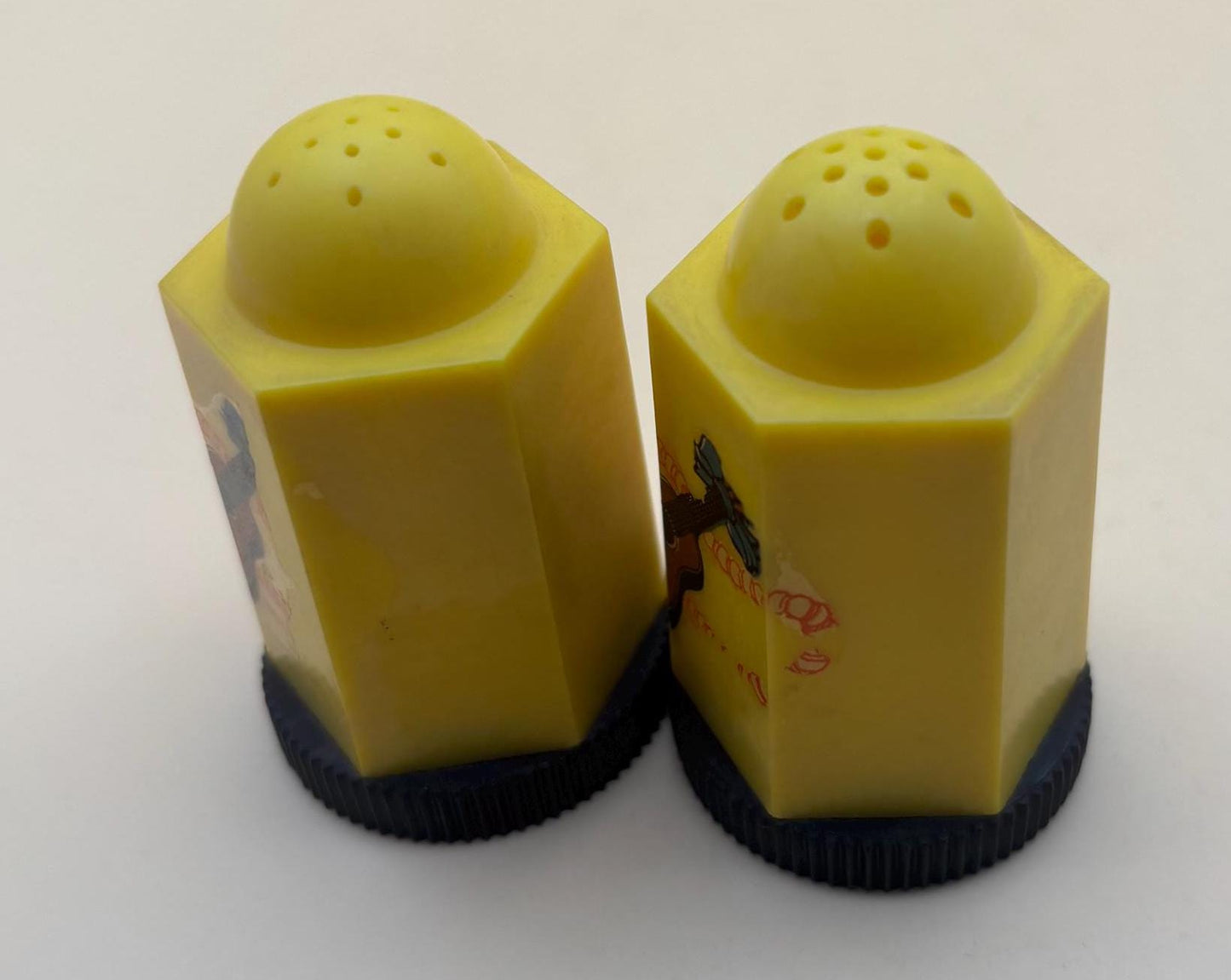 Vintage Mid Century Retro Yellow Salt & Pepper Shakers with Guitar Design Lover Antiques and Vintage
