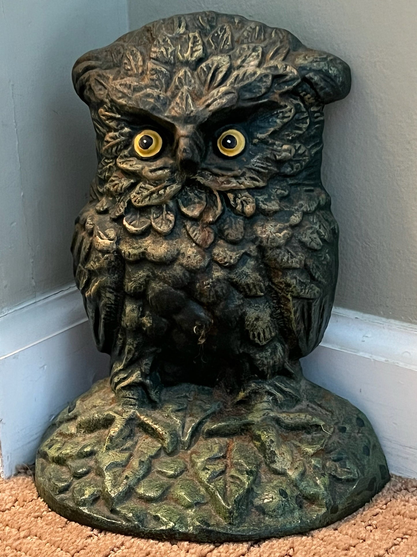 Antique Cast Iron Owl Doorstop Patina Cast Iron Owl Figurine Lover Antiques and Vintage
