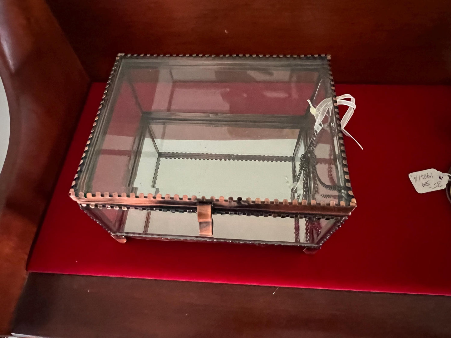 Vintage Bella Lux Copper & Beveled Glass Trinket Box: Hollywood Regency Jewelry Casket