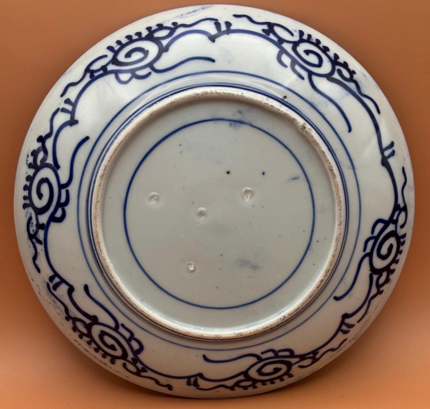 Antique Chinese Qing Dynasty Qianlong Period Blue Glazed Medallion Dish Cobalt Blue on Porcelain Bowl Lover Antiques and Vintage