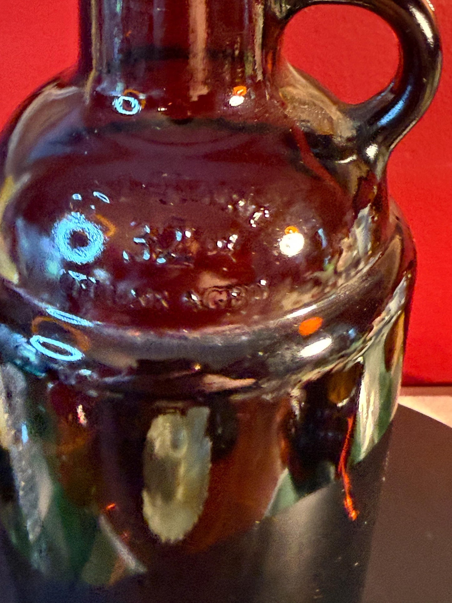 Vintage Amber Glass Growler Jug with Handle 32 oz Brown Beer Bottle Collectible