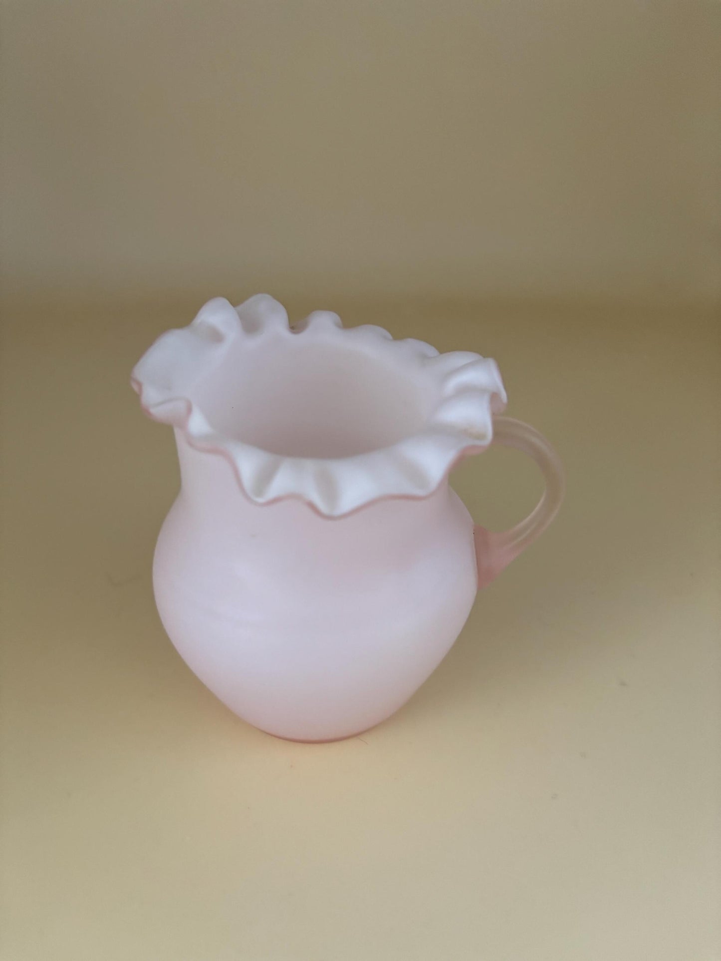 Antique Hobbs Brockunier & Co. Pink Glass Ruffled Vase, Gift for Her, Collectible Art Deco Decor