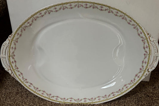 Vintage Large Austrian Floral Platter Plate with Pink Flowers Floral Design Austria Lover Antiques and Vintage