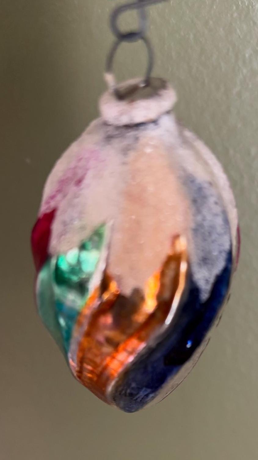 Vintage Tear Drop Germany Hand Blown Ornament Circle Circa 1940’s Lover Antiques and Vintage