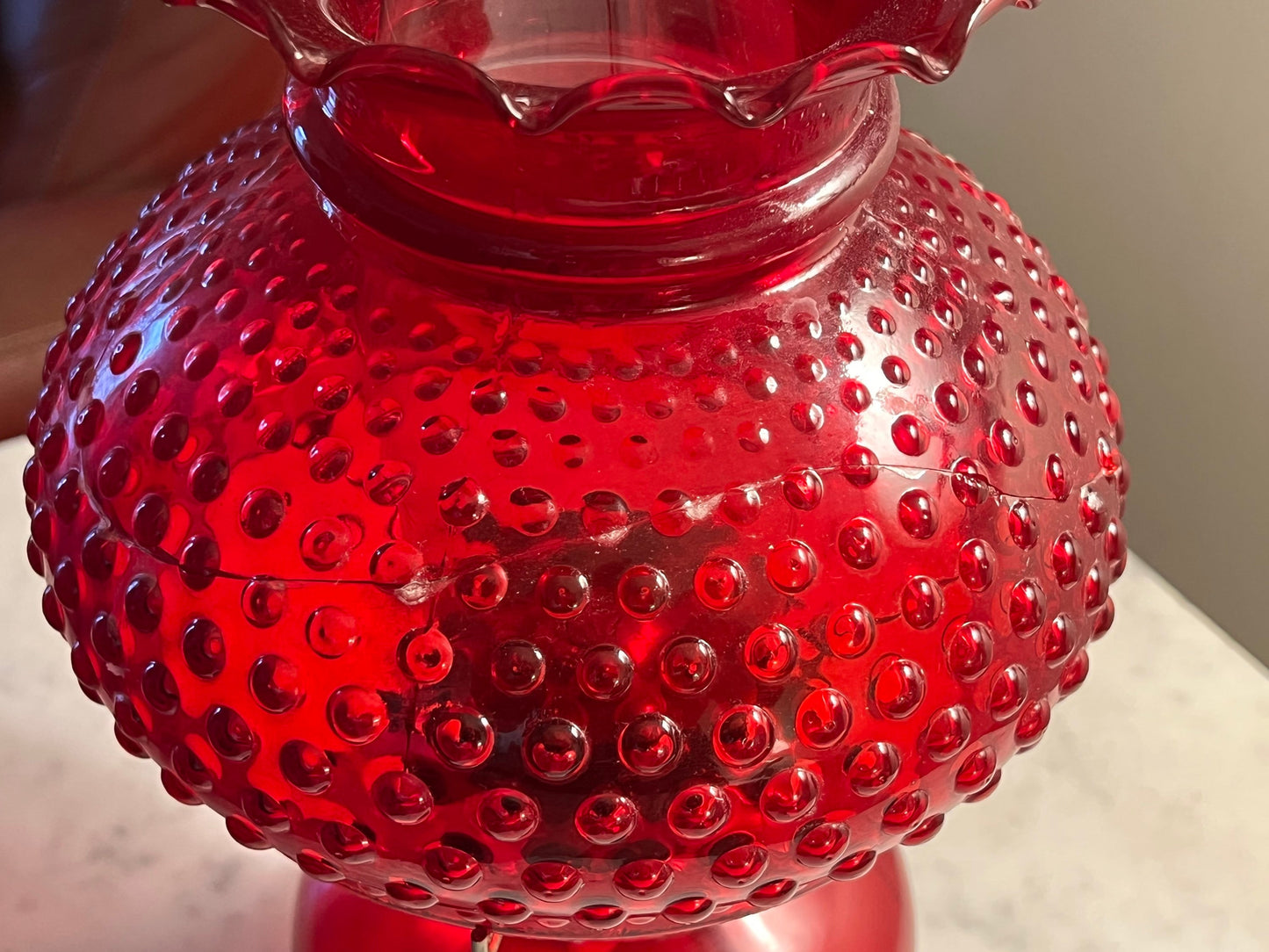 Vintage Fenton Ruby Red Hobnail Glass Lamp Lover Antiques and Vintage