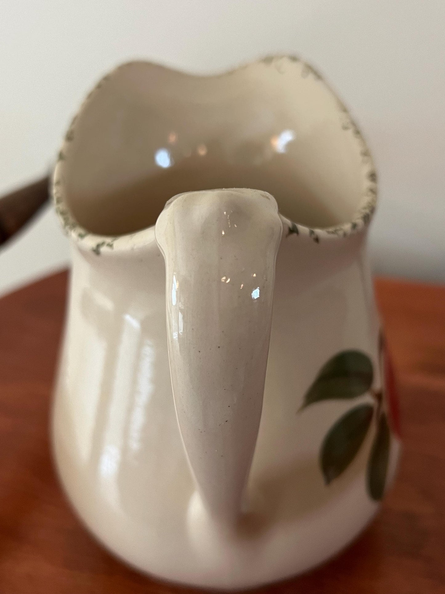 Vintage Sandhurst Stoneware Pitcher: Red Apple Design, New Ulm MN