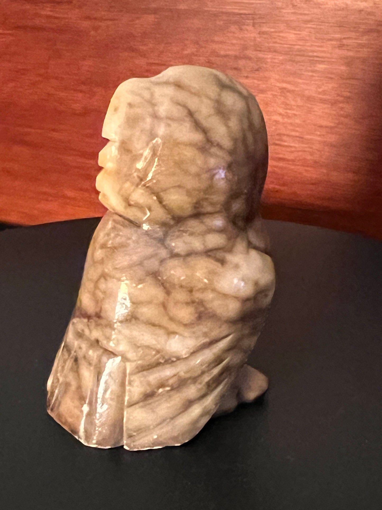 Vintage Alabaster Stone Owl Figure - Made in Italy