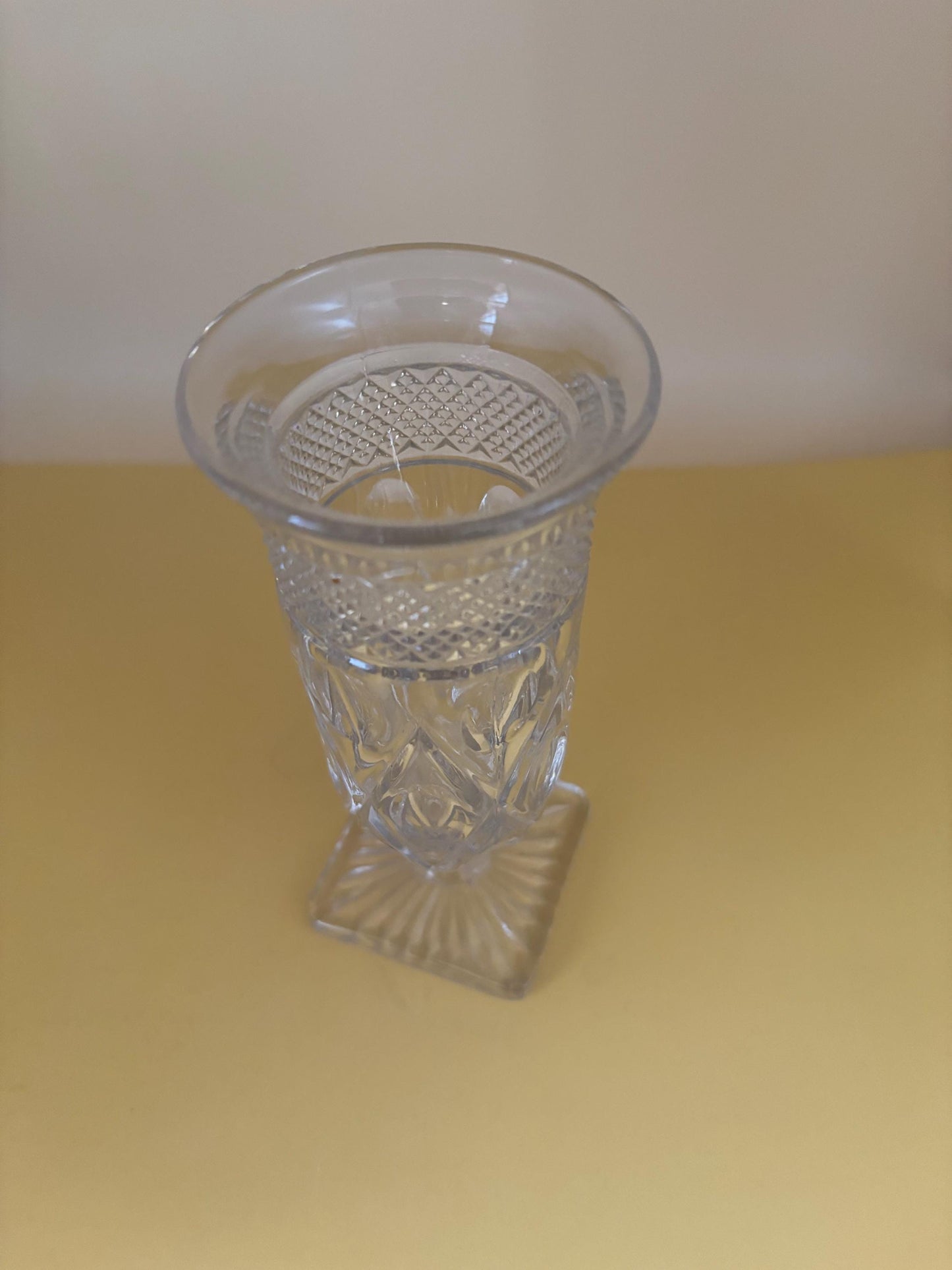 Crystal cut glass footed vase, Bohemian antique flip vase, Imperial glass centerpiece, elegant tall crystal glass gift for her or him