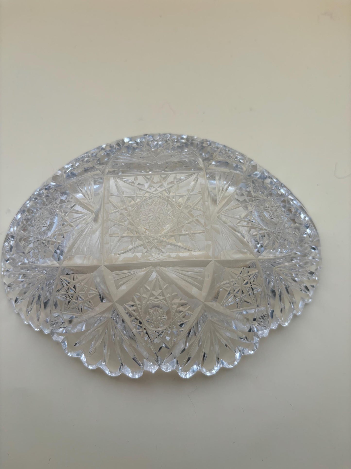 Antique American Brilliant Sawtooth Glass Candy Dish Crystal Glass Trinket Glass Nut Container Lover Antiques and Vintage