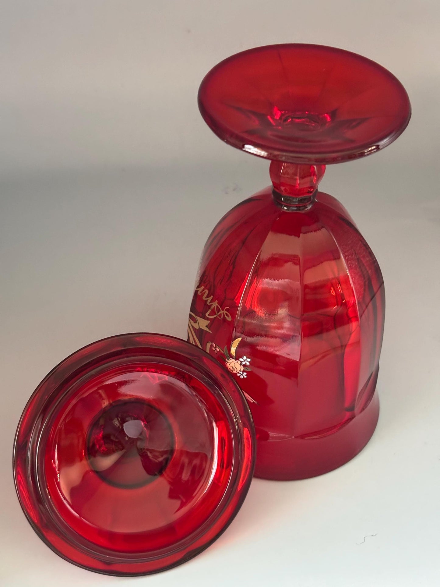 Viking Glass Ruby Red 40th Anniversary Glass Covered Candy Dish Lover Antiques and Vintage