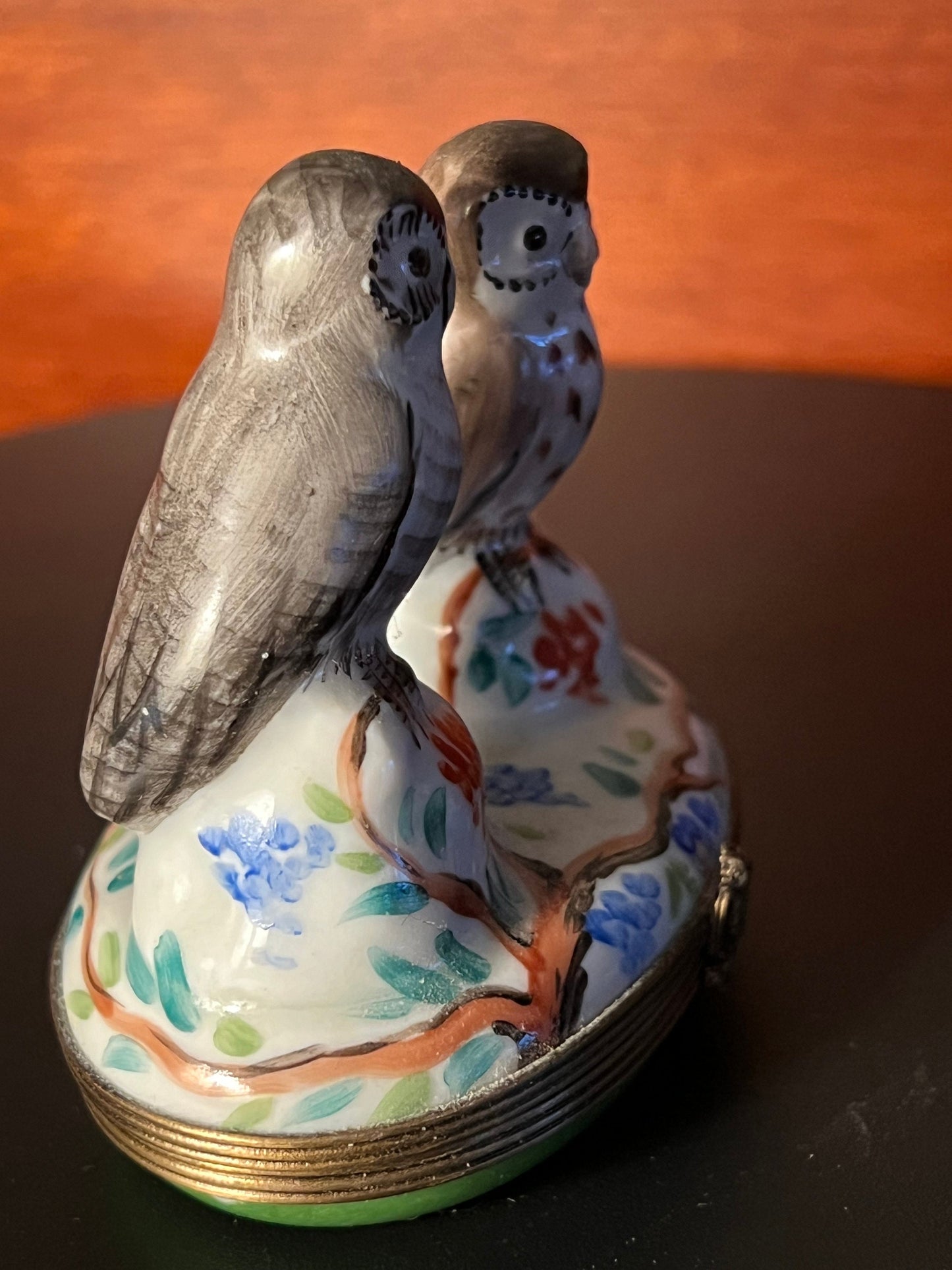 Vintage Limoges Owl Trinket Box: Chamart Peint Main France
