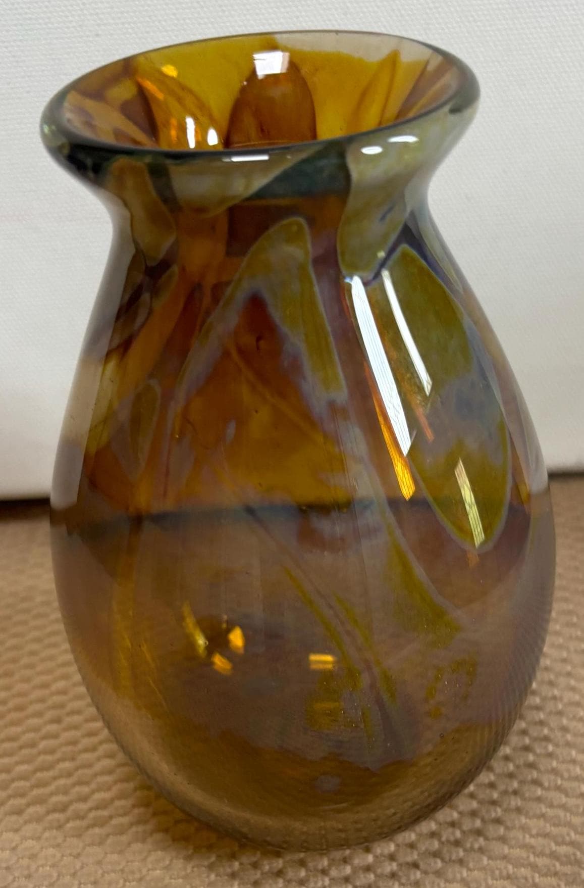 Vintage Hand Blown Vase: Signed D'Donnoa '76, Mountain Visions