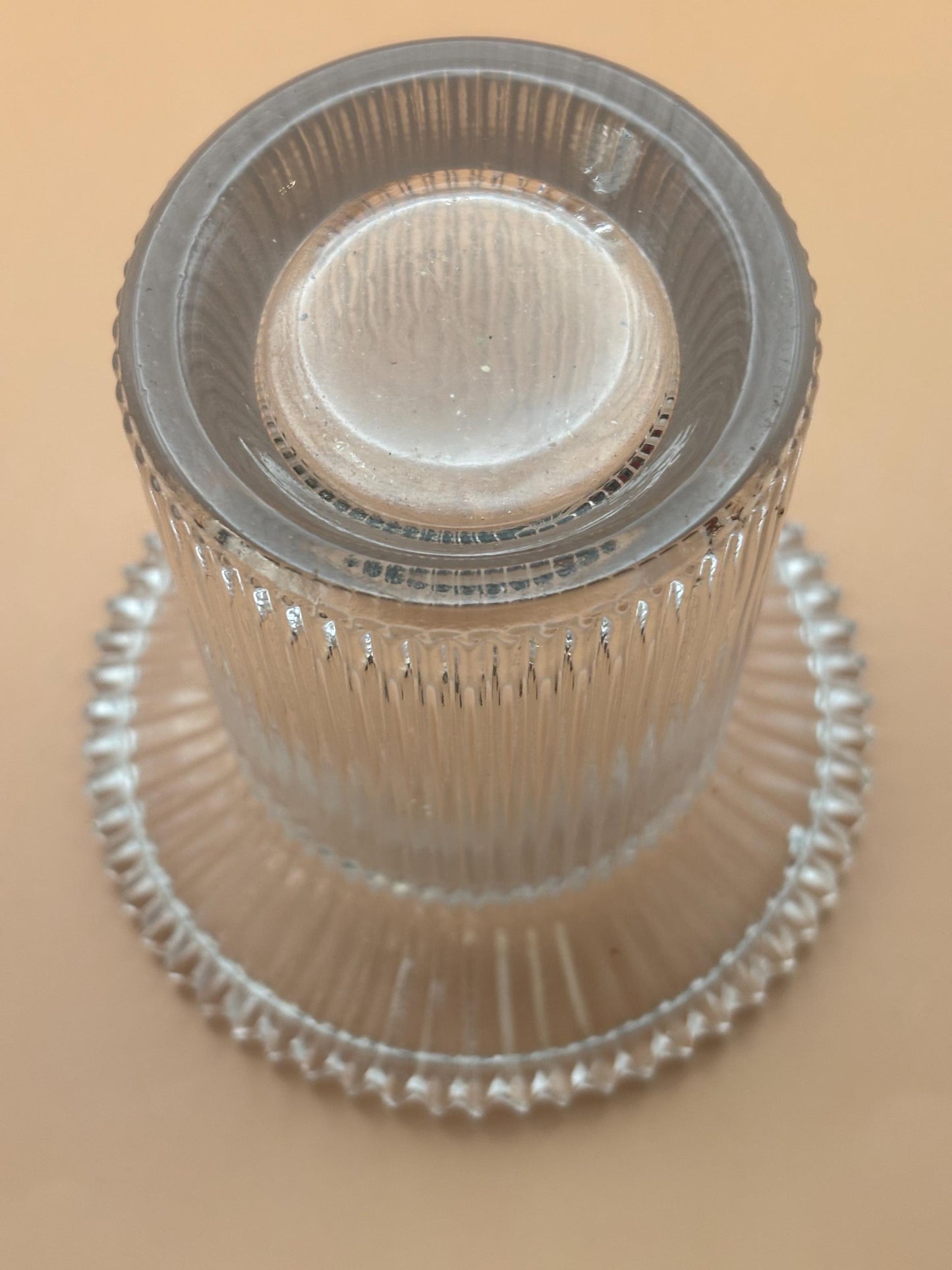 Vintage  Clear Glass Ribbed Candle Holder Vase Reversible Votive Pillar Candleholder Lover Antiques and Vintage