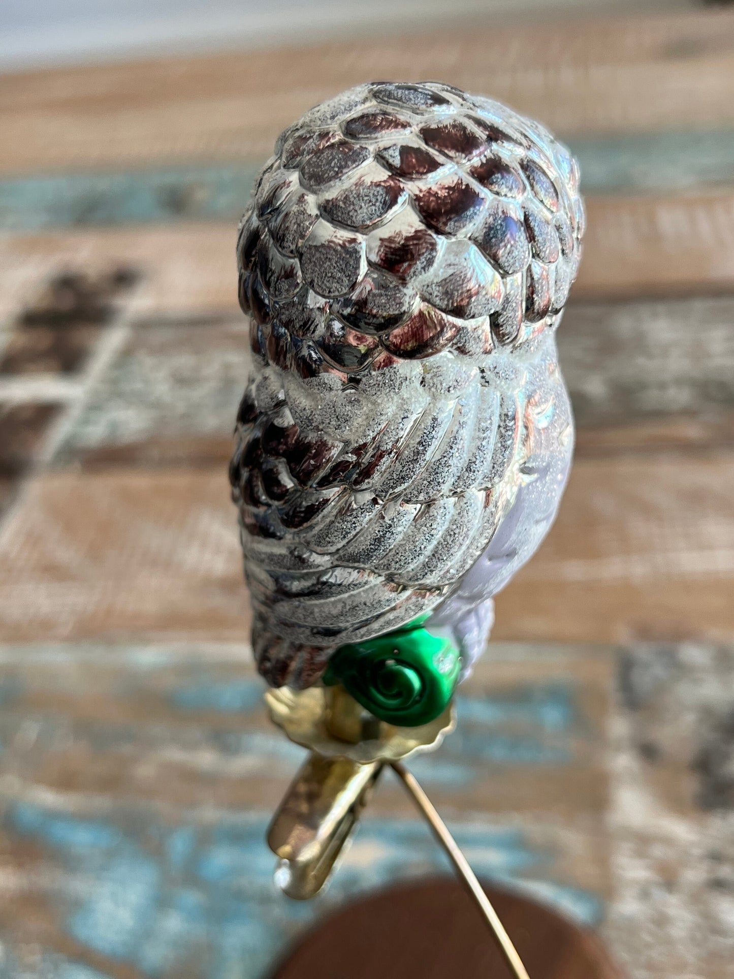 Vintage Owl Ornament, Glass Clip On, Christmas Holiday Retired Ornaments Lover Antiques and Vintage