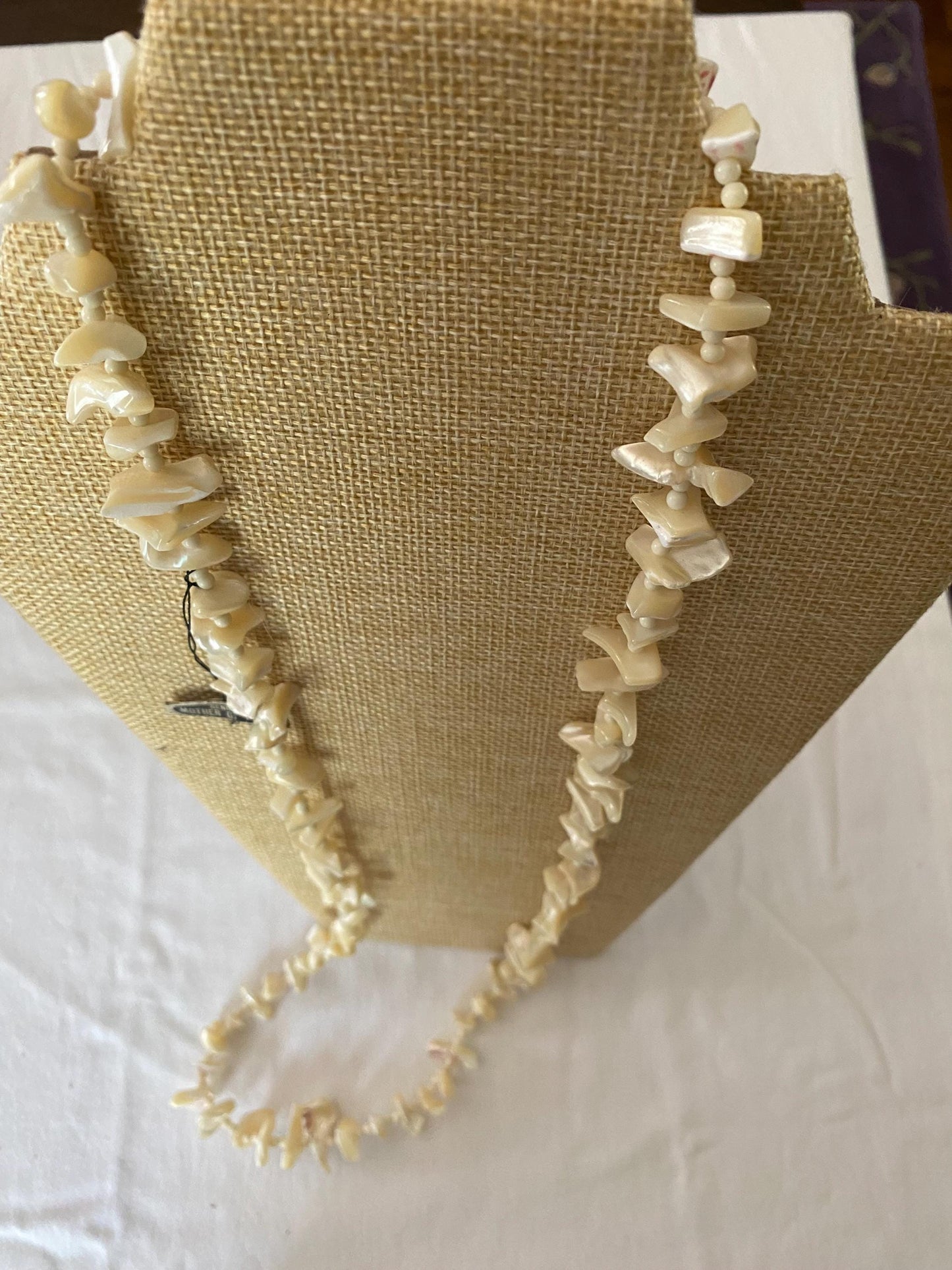 Genuine Mother of Pearl Necklace White Jewelry Unique Gift Opportunity Lover Antiques and Vintage