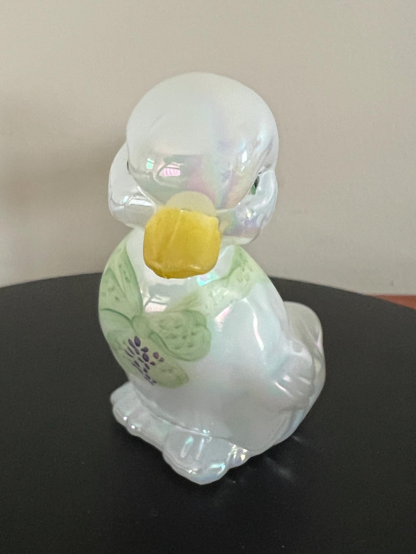 Vintage Fenton Opalescent Glass Duck: Hand-Painted Animal Figurine
