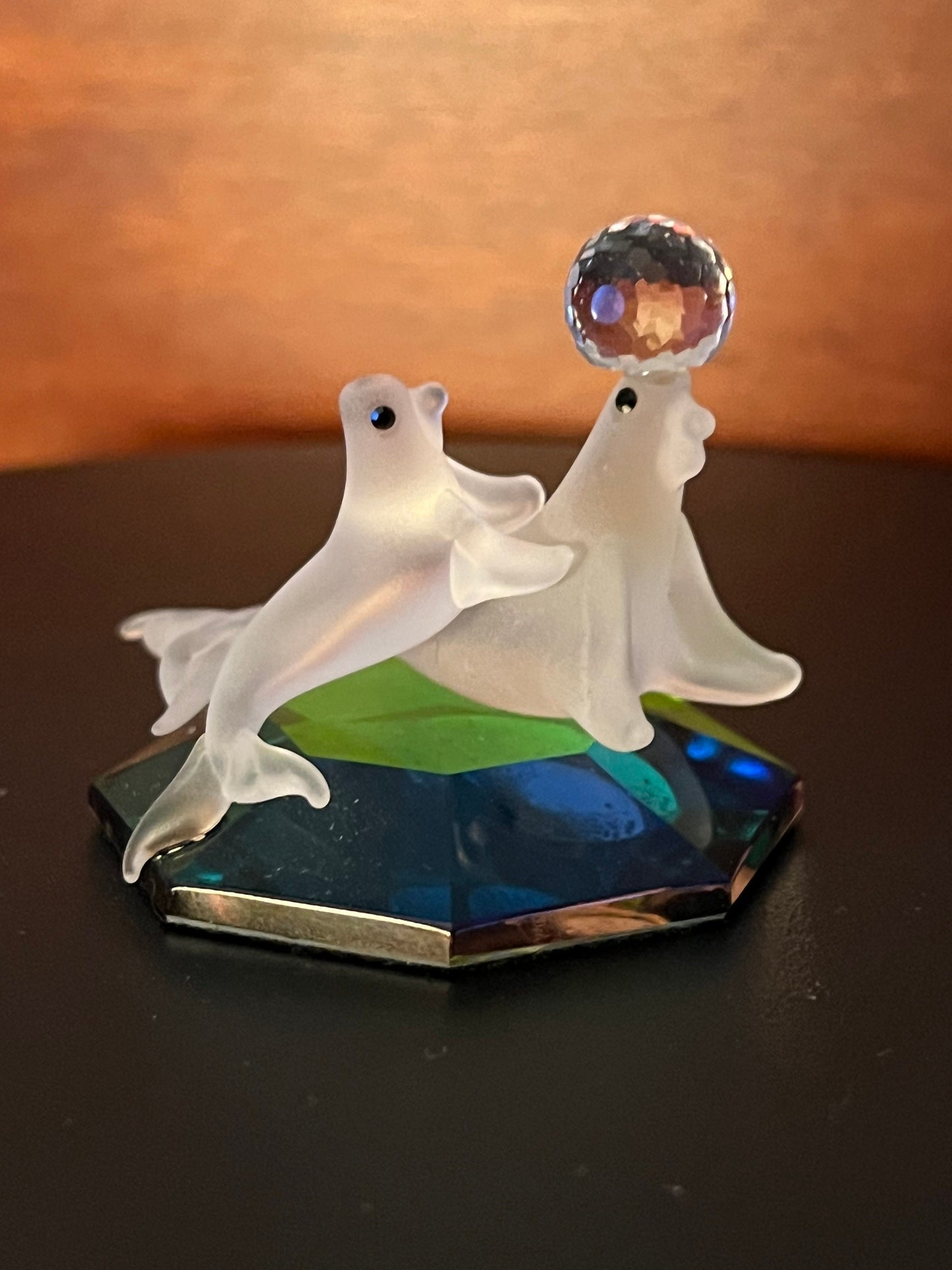 Vintage Crystal Seals Figurine: Sea Animal Lover Gift