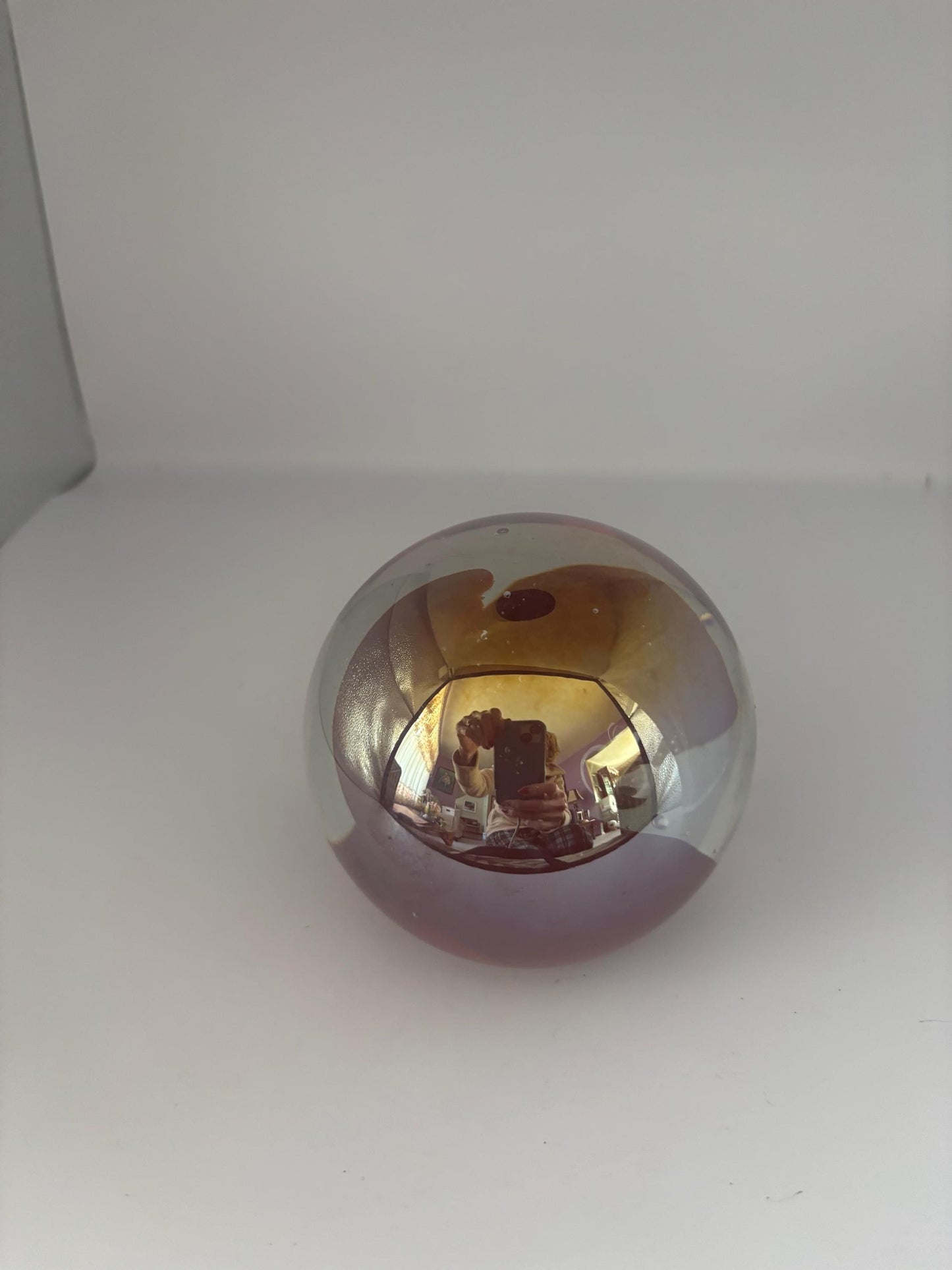 Vintage Barbini Murano Style Bubble Glass Paperweight 1970s Italian Art Glass Purple Blue