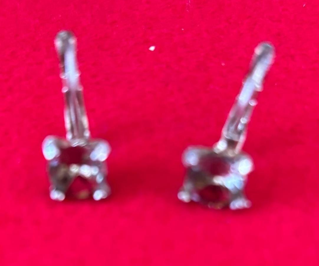 Vintage Sterling Silver Round Cubic Zirconia Earrings Classic Clear CZ Stud Earrings