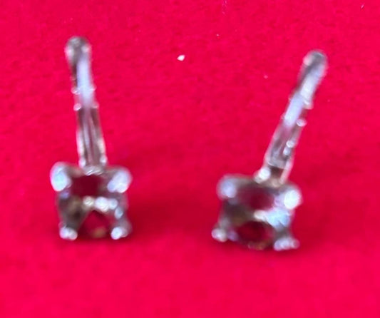 Vintage Sterling Silver Round Cubic Zirconia Earrings Classic Clear CZ Stud Earrings