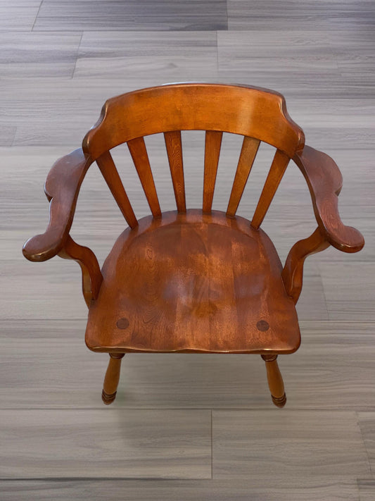 Vintage Cushman Colonial Captain's Chair: Rustic Barrel Back Armchair