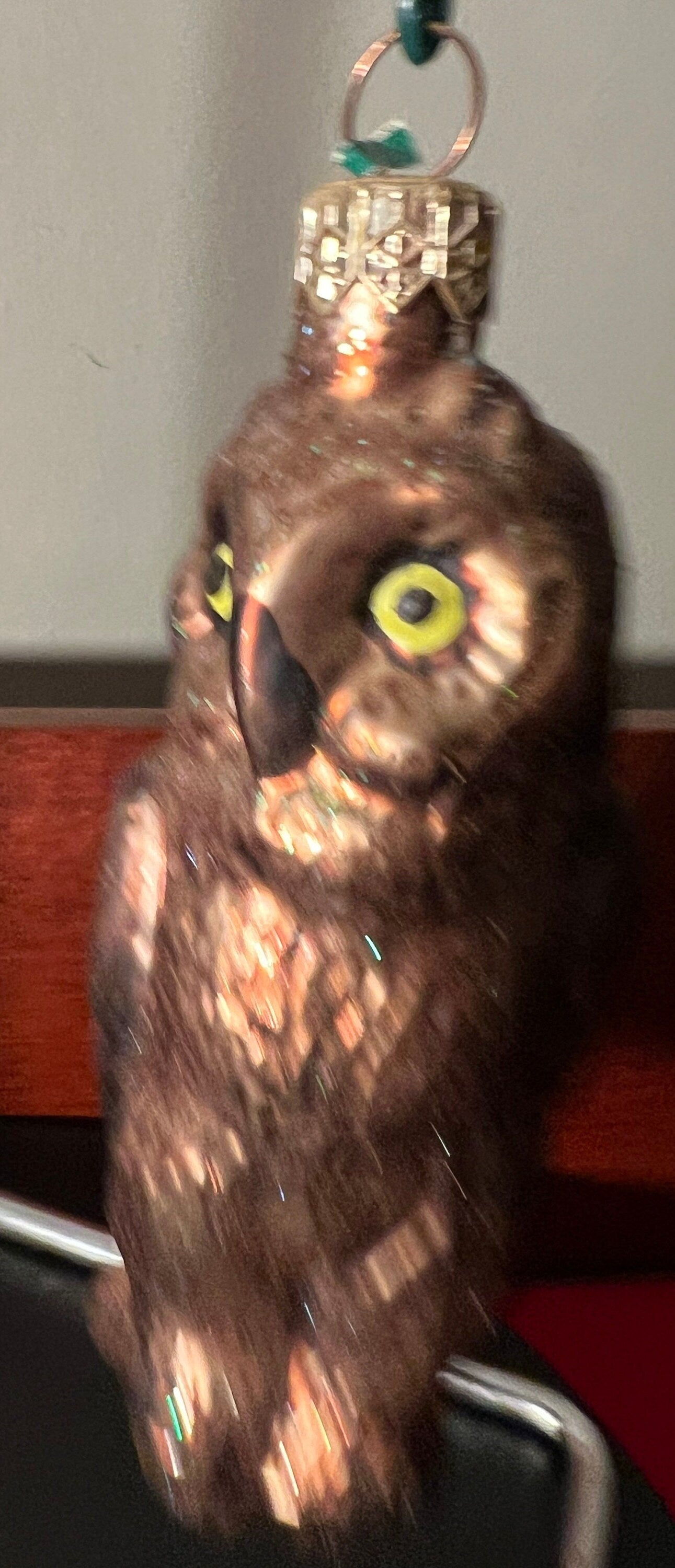 Vintage Hand Blown Glass Owl Ornament - Made in Germany