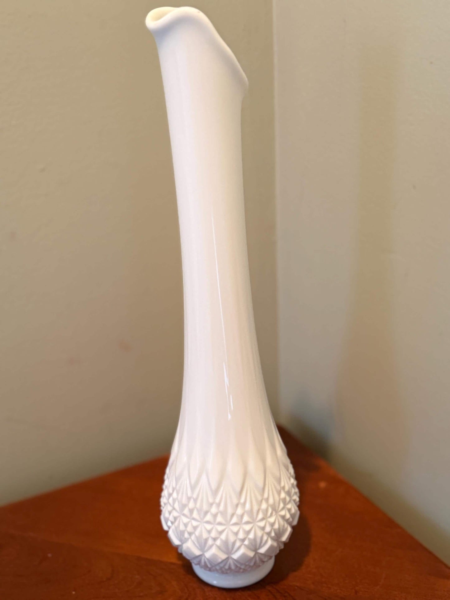 Vintage Fenton Milk Glass White Swung from Olde Virginia Glass OVG Vase Lover Antiques and Vintage