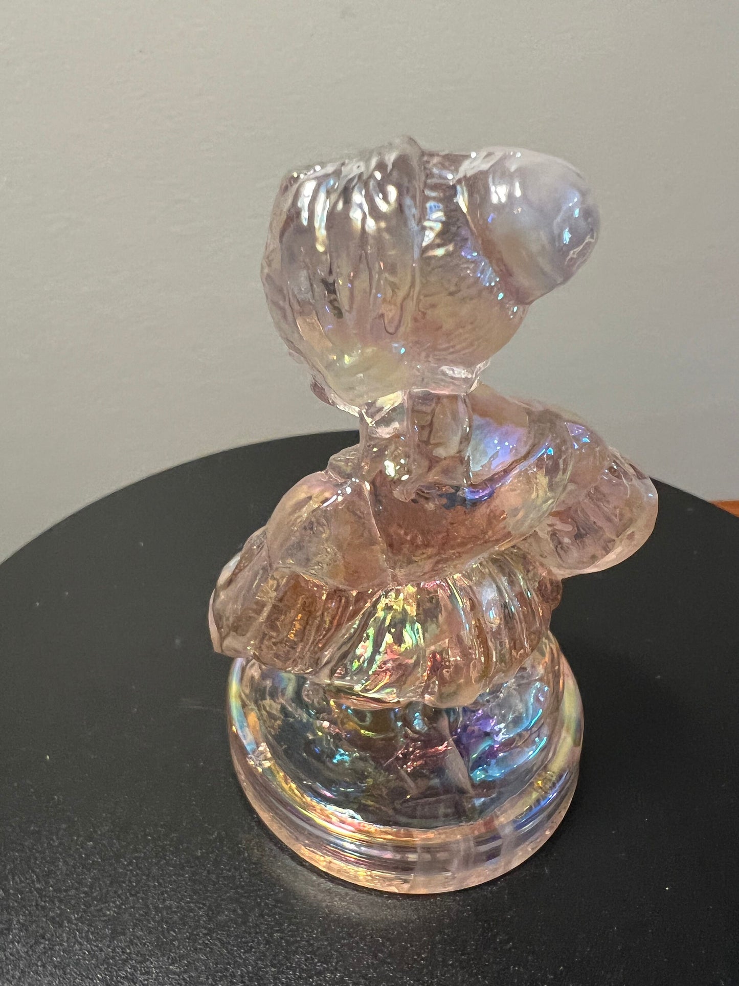 Vintage Summit Art Glass Figurine: Little Women Cindy #2, Pink Opalescent Sculpture