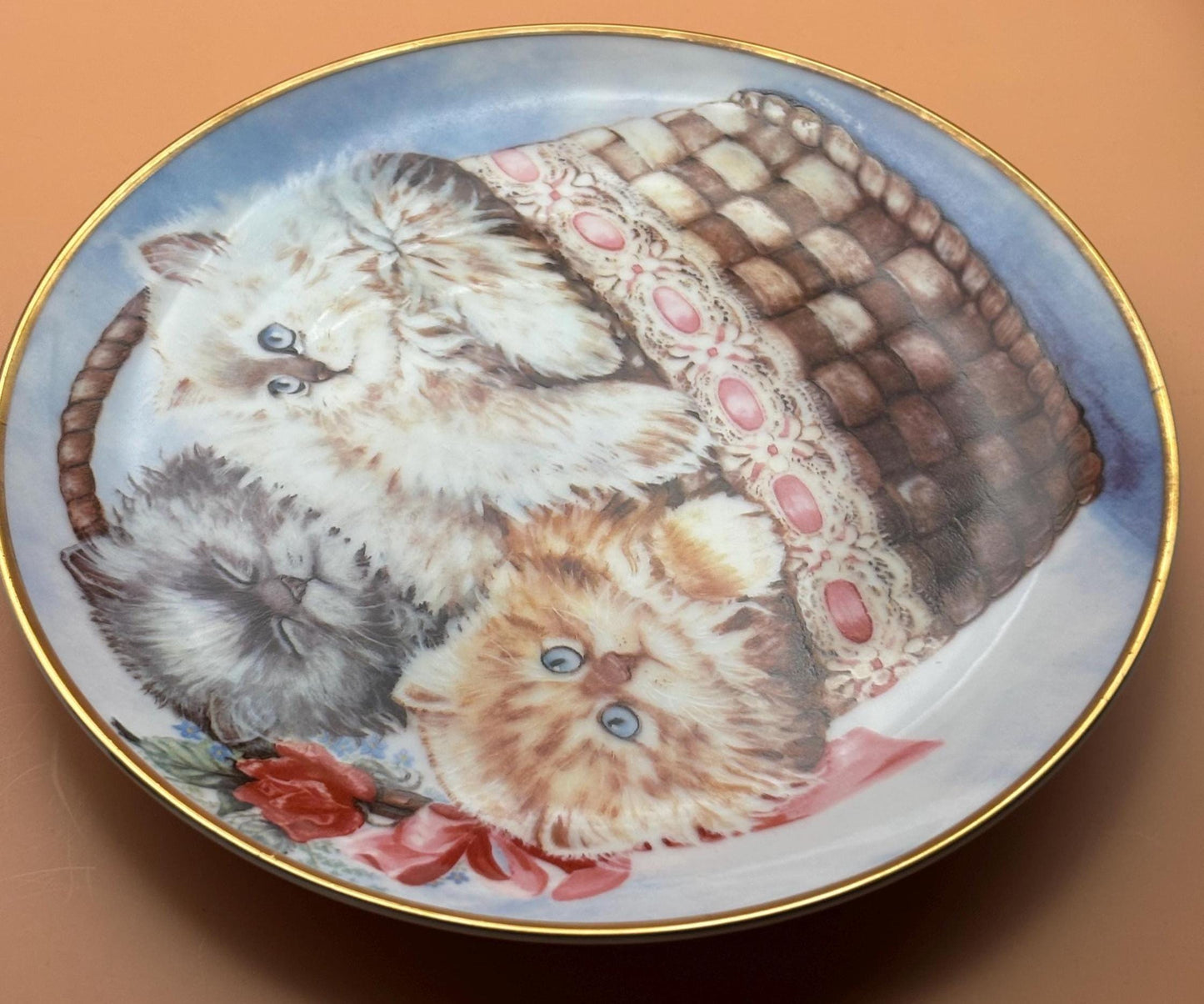 Franklin Mint Three Little Kittens Plate, Cat Collection #B1081, Lover Antiques and Vintage