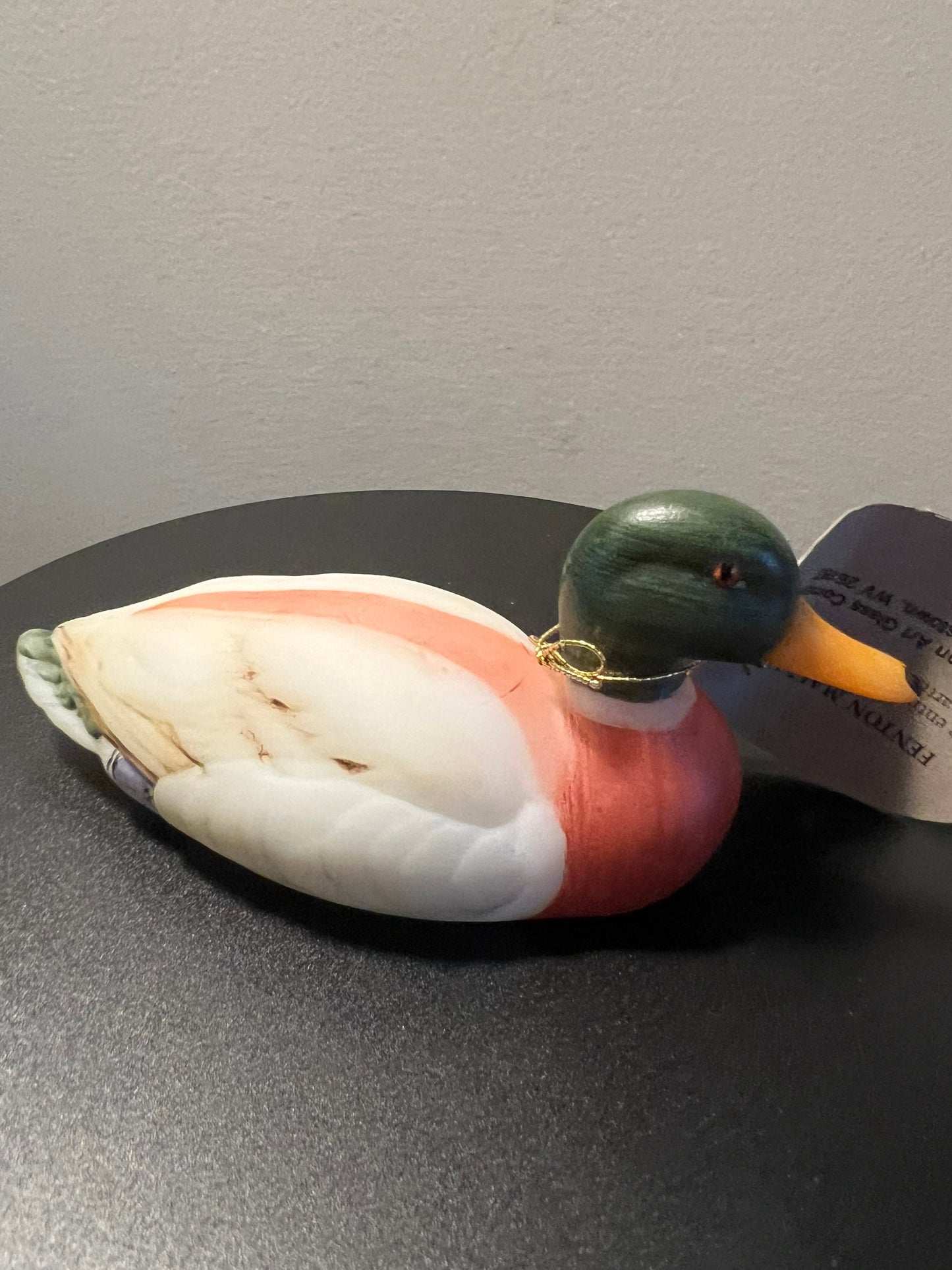 Rare Fenton Drake Mallard Figurine, Natural Animals Series Opal Satin, 5147-NM, Signed Pam D