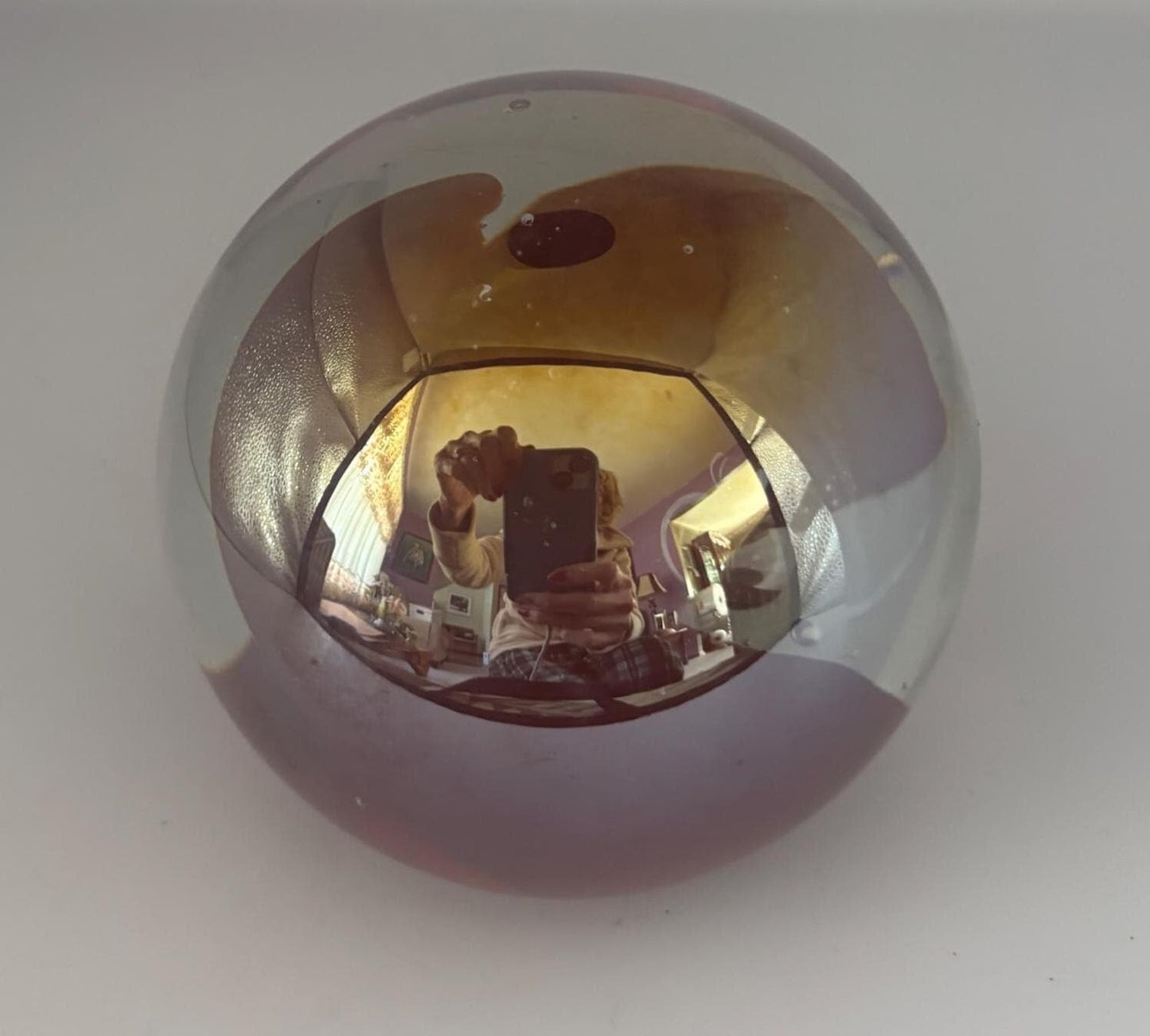 Vintage Barbini Murano Style Bubble Glass Paperweight 1970s Italian Art Glass Purple Blue