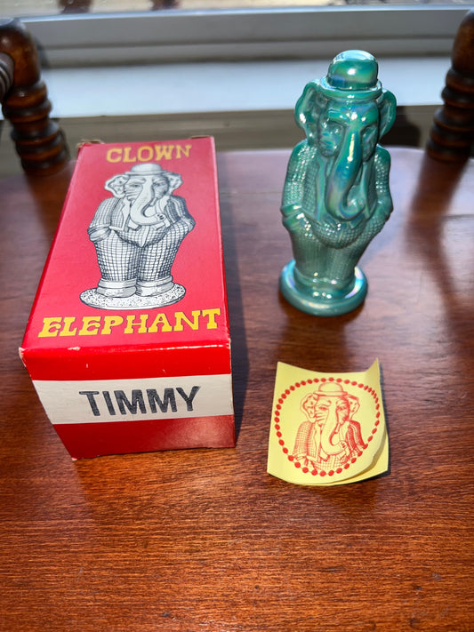 Vintage Green Art Glass Elephant Clown Figurine - Timmy Summit Art Sculpture