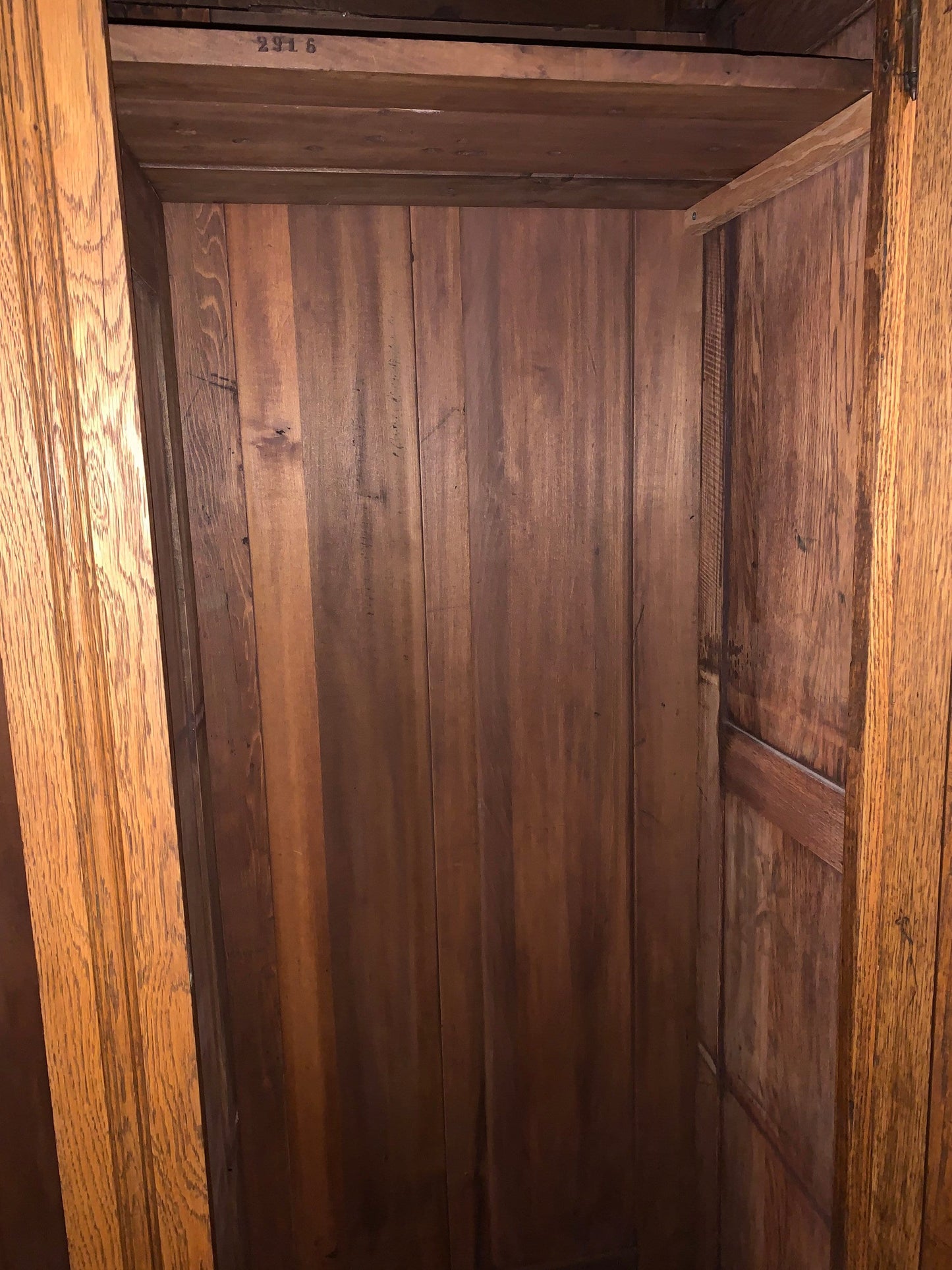 Antique Oak Eastlake Armoire: Tall Double Door Wardrobe, Circa 1800s