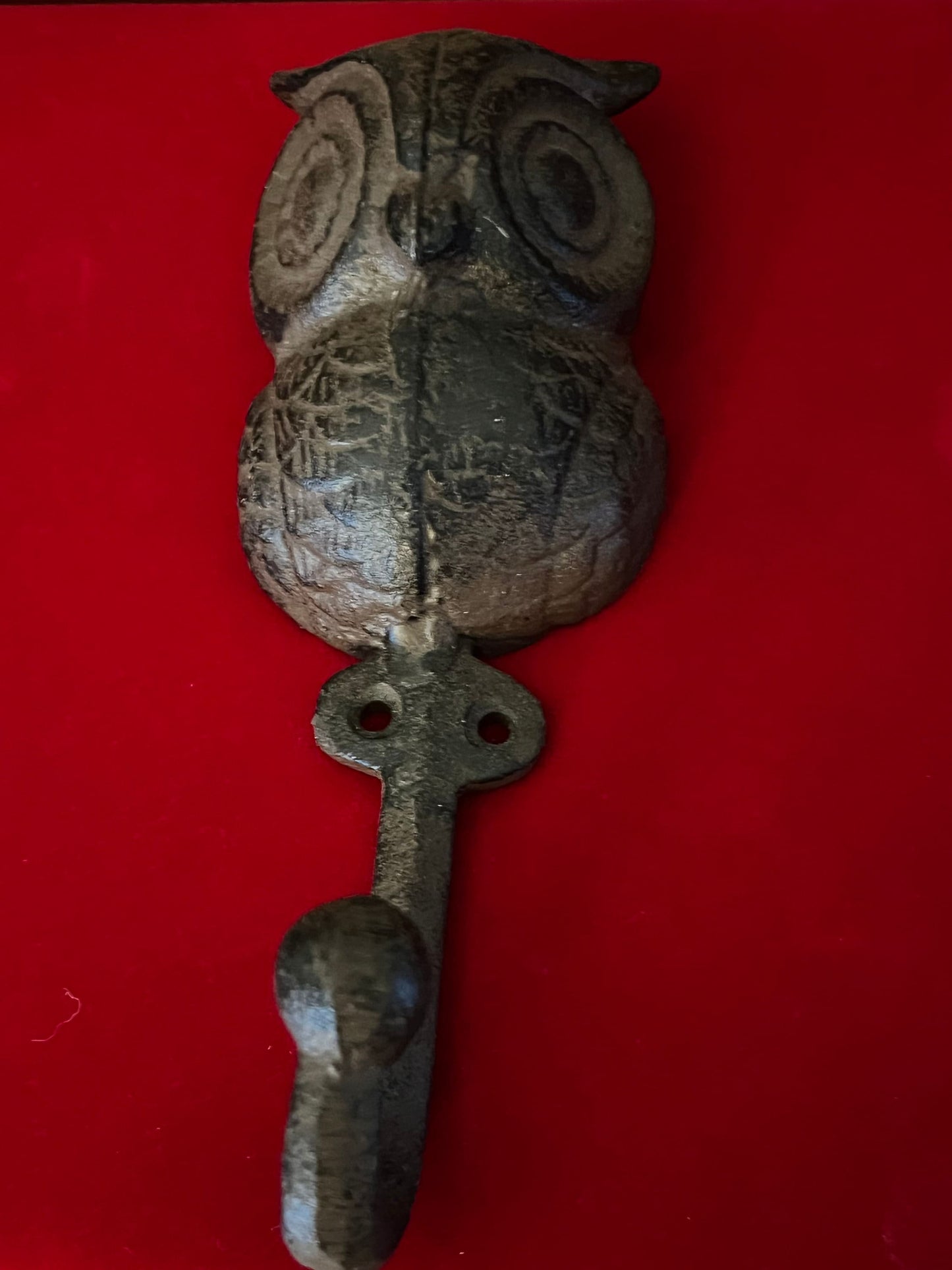 Vintage Owl Cast Iron Single Hook Coat Hanger, Owl Wall Rack, Lover Antiques and Vintage